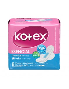 TOALLA KOTEX CON ALAS ESENCIAL PAQUETE8UND
