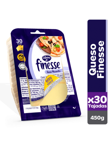 QUESO ALPINA FINESSE TAJ30 UNIDADx450 GRAMOSxUND