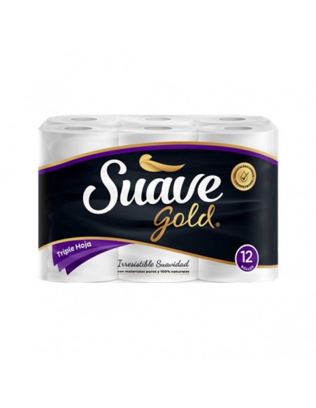 PAPEL HIGIENICO SUAVE GOLD  TRIPLE HOJAx12 UNIDAD