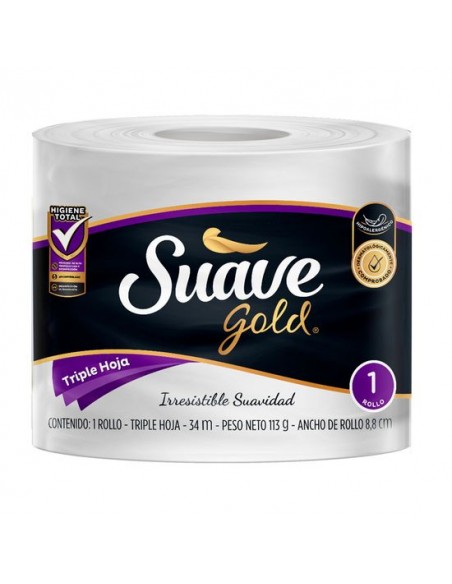 PAPEL HIGIENICO SUAVE GOLD  TRIPLE HOJAx1 UNIDAD