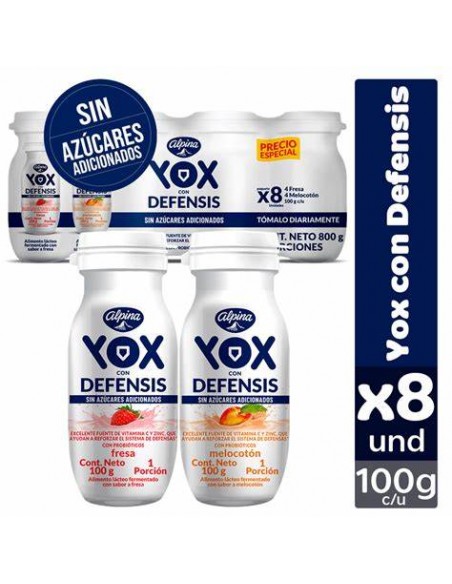 YOGURT ALPINA YOX SIN AZUCAR FC100GRAMOS X8UN