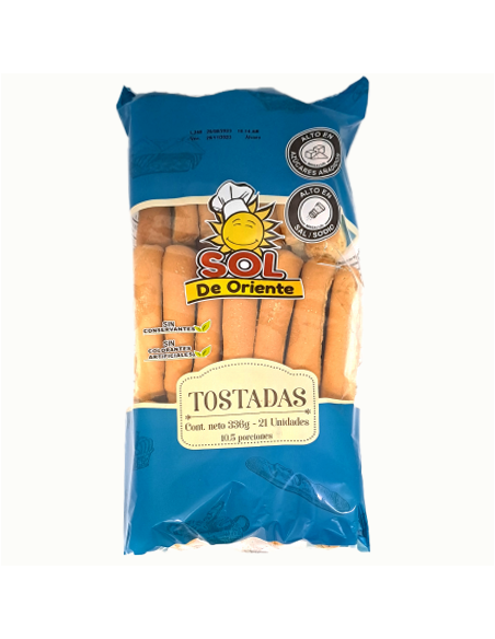 TOSTADA SOL ORIENTE PAQUETE336GRAMOS X21UND