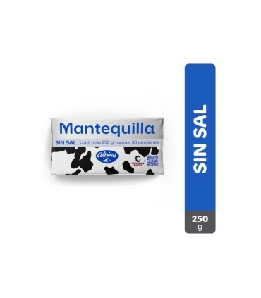 MANTEQUILLA ALPINA SIN SAL BR250GRAMOS XUN