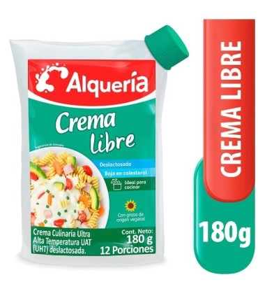 CREMA DE LECHE ALQUERIA DESLACT  BOLSA 180 GRAMOS