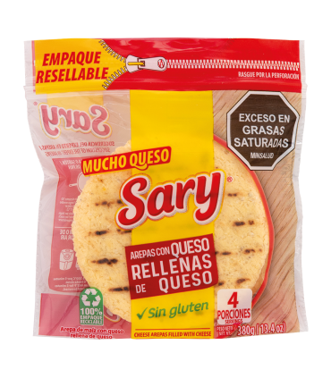 AREPA SARY MAIZ RELLENA QUESO  BOLSA 380 GRAMOS