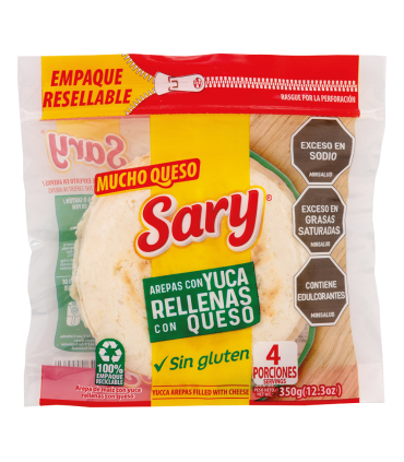 AREPA SARY YUCA RELLENA QUESO  BOLSA 350 GRAMOS