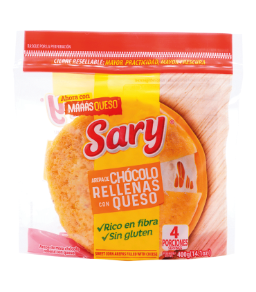 AREPA SARY CHOCOLO RELLENA QUESO PQ400 GRAMOS