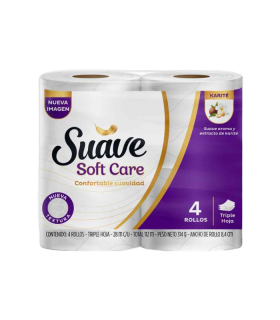 PAPEL HIGIENICO SUAVE SOFT CARE TRIPLE HOJAx4UND
