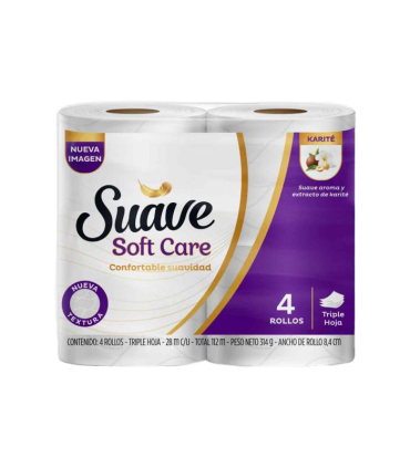 PAPEL HIGIENICO SUAVE SOFT CARE TRIPLE HOJAx4UND