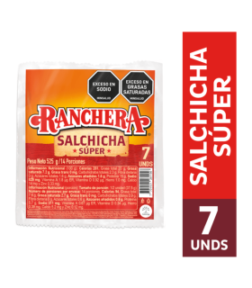 SALCHICHA SUPER RANCHERA ZENU PQ525Gx7 UNIDAD