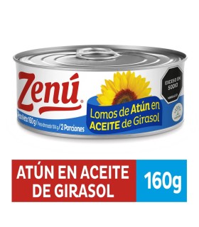 ATUN ZENU LOMO ACEITE GIRASOL LATA 160 GRAMOS