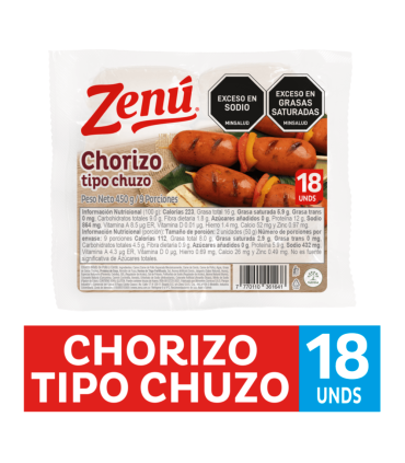CHORIZO ZENU TIPO CHUZO PAQUETE450GR