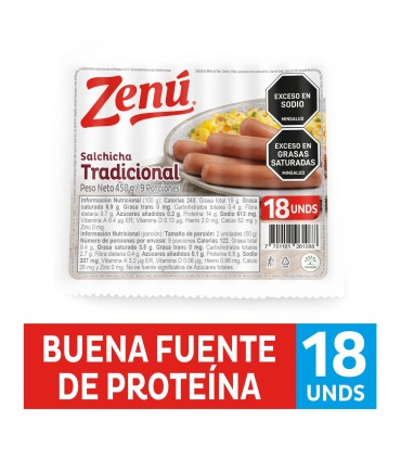 SALCHICHA TRADICIONAL ZENUx450 GRAMOSxUND