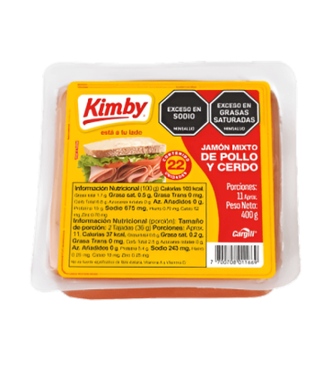 JAMON MIXTO DE POLLO Y CERDO KIMBYx400GR