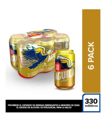 CERVEZA AGUILA LIGHT SIXPACK LATA 330 MILILITRO
