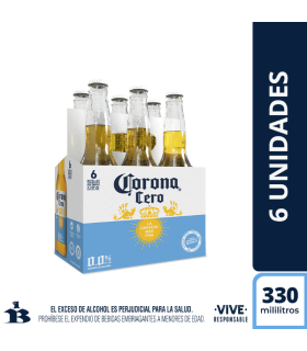 CERVEZA CORONA CERO SIXPACK BT330 MILILITROS