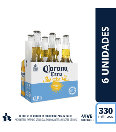 CERVEZA CORONA CERO SIXPACK BT330 MILILITROS