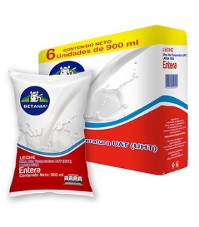 LECHE BETANIA ENTERA SIXPACKx900 MILILITROS