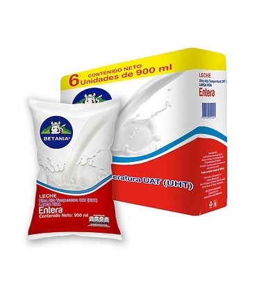 LECHE BETANIA ENTERA SIXPACKx900 MILILITROS