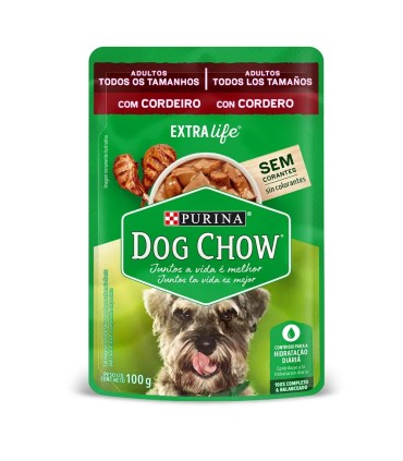 DOG CHOW ADULTOS TODOS TAMAÑOS CORDERO DOYPACK 100 GRAMOS