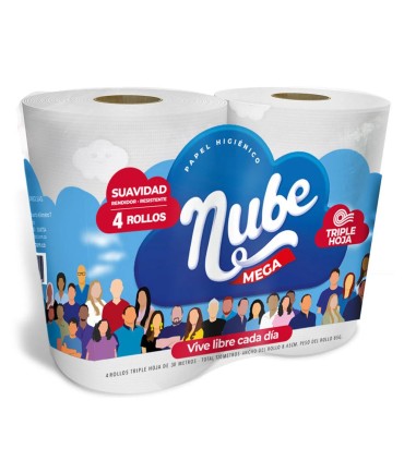 PAPEL HIGIENICO NUBE MEGA  TRIPLE HOJAx4UN