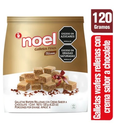 GALLETA NOEL WAFER CUBITOS CHOCOL BOLSA 120G