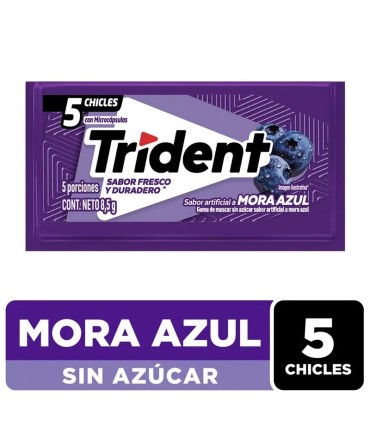 CHICLE TRIDENT MORA AZUL SOBRE 5 UNIDADx8,5 GRAMOS