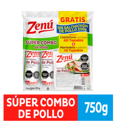 OFERTAZENU POLLO SALCHICHONx2+MORTADx1x250G