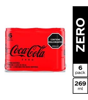 GASEOSA COCA COLA SIN AZUCAR SIXP LT269 MILILITROS