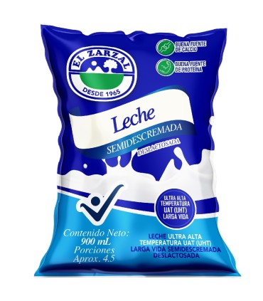 LECHE EL ZARZAL DESLACTOSADA UHT BOLSA 900MLxUND