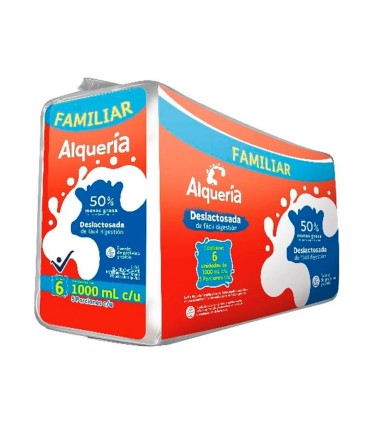LECHE ALQUERIA DESLACTOSADA PAQUETEx6x1000 MILILITROS
