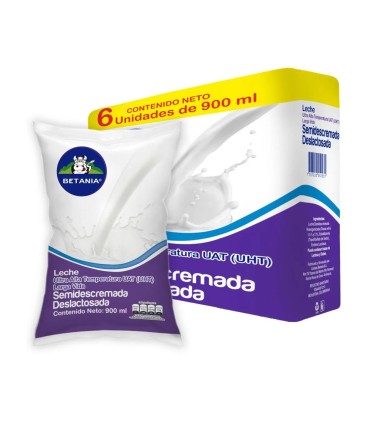 LECHE BETANIA DESLACTOSADA SIXPACKx900 MILILITROS
