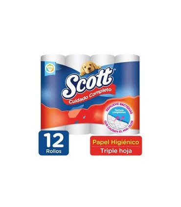 PAPEL HIGIENICO SCOTT CUIDADO COMPLETO TRIPLE HOJA x12UND