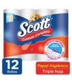 PAPEL HIGIENICO SCOTT CUIDADO COMPLETO TRIPLE HOJA x12UND