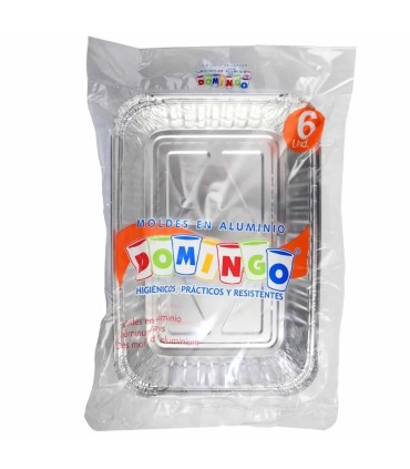 MOLDE LASAÑA ALUMINIO DOMINGO x 6u