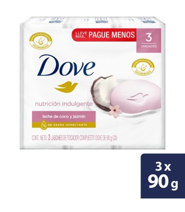 OFERTA  JABON DOVE LECHE COCO 3BARRA X90 GRAMOS P.ES