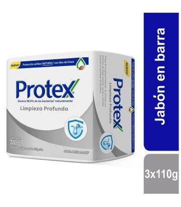 JABON PROTEX LIMPIEZA PROFUNDA 3BARRA X110 GRAMOS