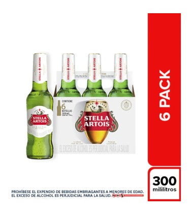 CERVEZA STELLA ARTOIS SIXPACK BOTELLA 300 MILILITRO