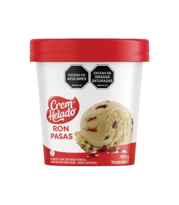 HELADO CREMHELADO RON PASAS VS 1 LITROx600GxU