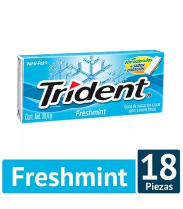 CHICLE TRIDENT FRESHMIN18PASTx30.6 GRAMOS