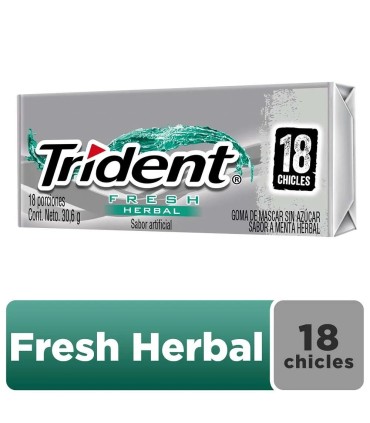 CHICLE TRIDENT HERBAL18PASTILLx30.6 GRAMOS