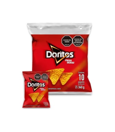 DORITOS MEGAQUESO PQ10 UNIDADx340 GRAMOS