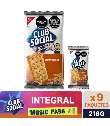 GALLETA CLUBSOCIAL INTEG.PQ216 GRAMOSx9 UNIDAD