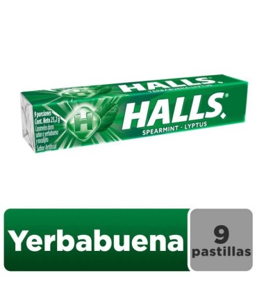 HALLS YERBABUENA BARRA X9 PASTILLAS