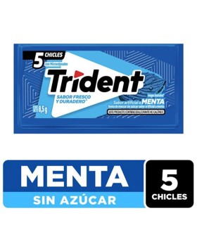 CHICLE TRIDENT MENTA SOBRE 5 UNIDADx8,5 GRAMOS
