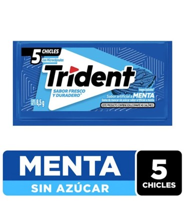 CHICLE TRIDENT MENTA SOBRE 5 UNIDADx8,5 GRAMOS