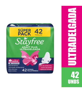 TOALLAS HIGIÉNICAS STAYFREE ULTRADELGADAS x 42u