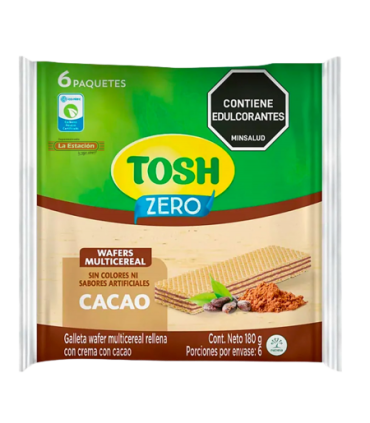 GALLETA TOSH WAFER CACAO PQ6 UNIDADx162 GRAMOS