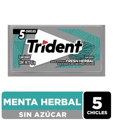 CHICLE TRIDENT FRESH HERBAL  SOBRE 5 UNIDADx8,5 GRAMOS