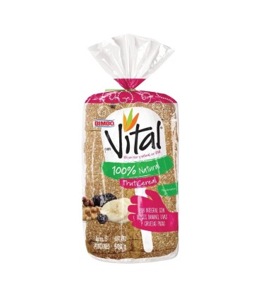 PAN TAJADO BIMBO VITAL FRUTICEREAL X 500GR